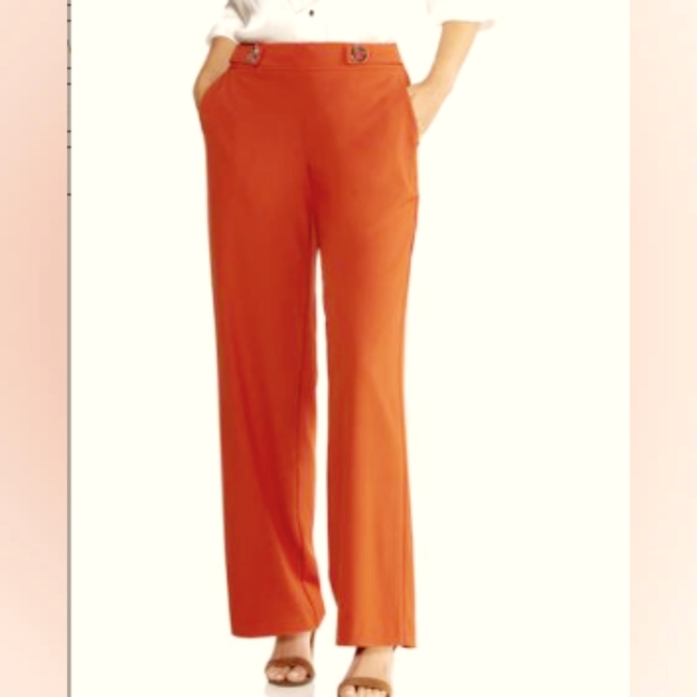 Plus-size Orange Grommet Detail Wide-leg Pants
